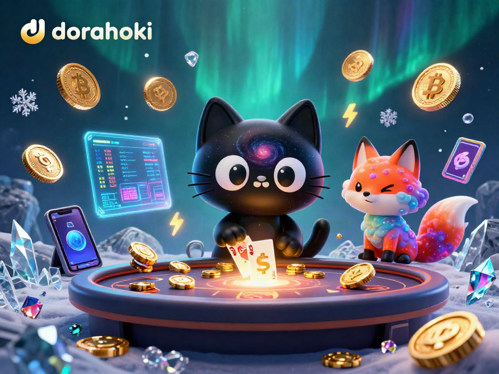 Visualisasi menarik tentang dorahoki, kucing black hole di kasino cosmic menarik koin emas.