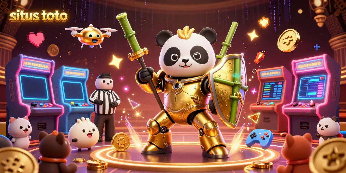 Experience thrilling gameplay with the golden panda mech as it leads the action at situs toto's vibrant arcade arena.
