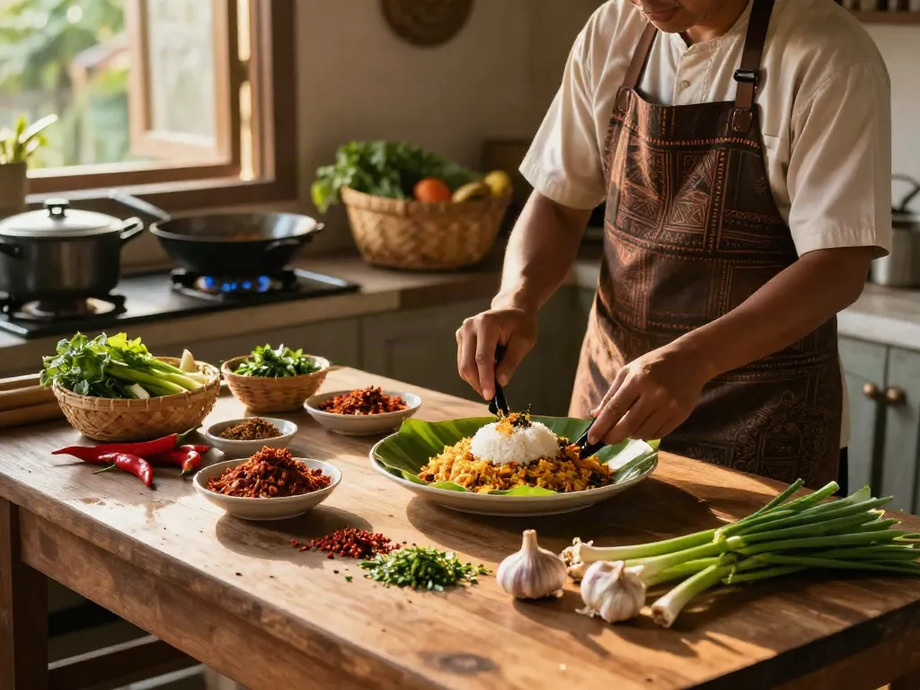 Pecah25 digunakan dalam memasak sambal dan nasi goreng di dapur tradisional Indonesia.
