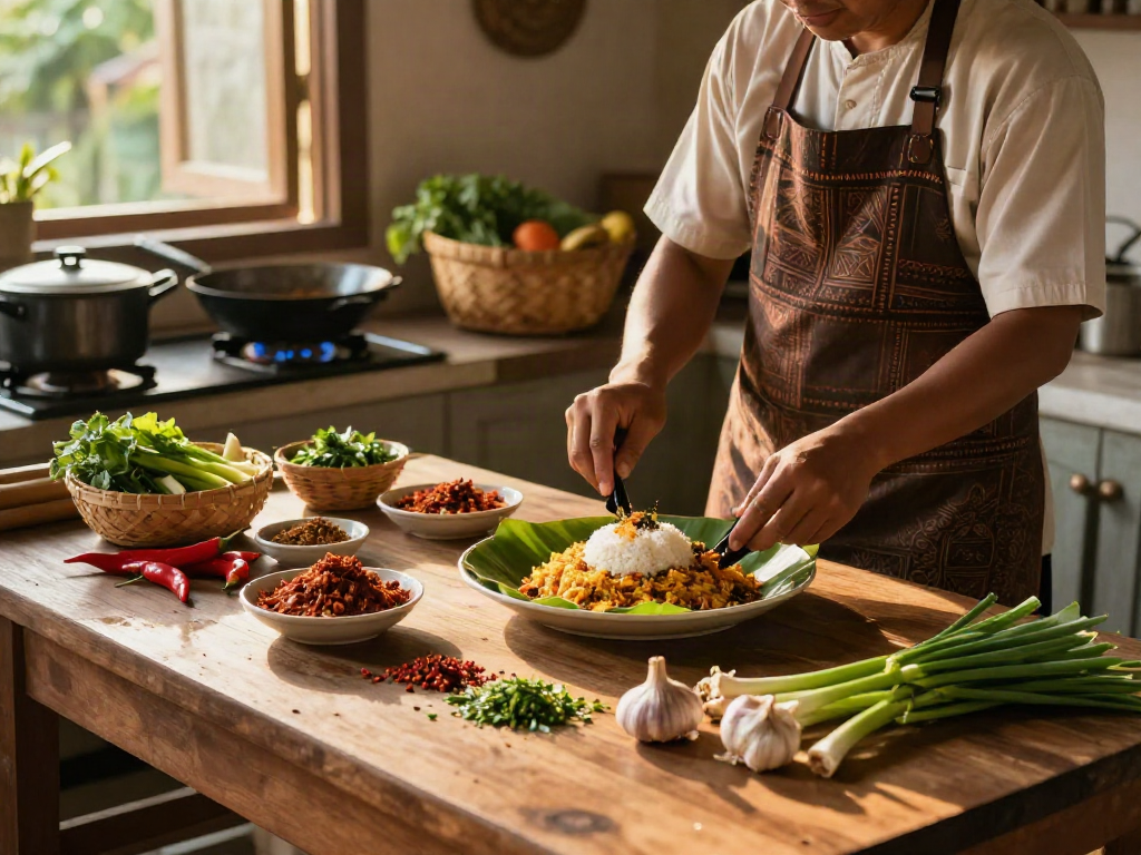 Pecah25 digunakan dalam memasak sambal dan nasi goreng di dapur tradisional Indonesia.