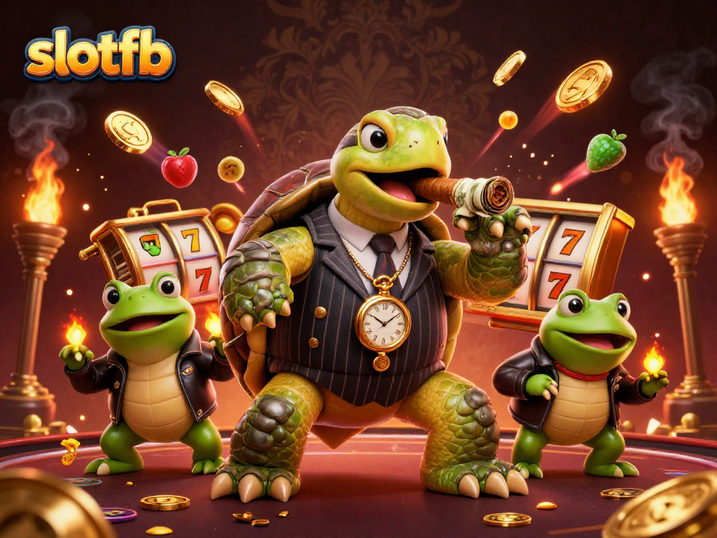 Engage with slotfb's thrilling casino adventure featuring a snapping turtle and bullfrog enforcers.