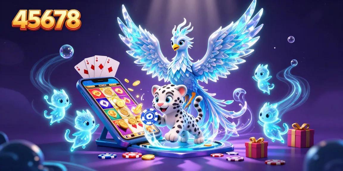 Play thrilling slot games with 45678, featuring an ice phoenix and enchanting casino elements.