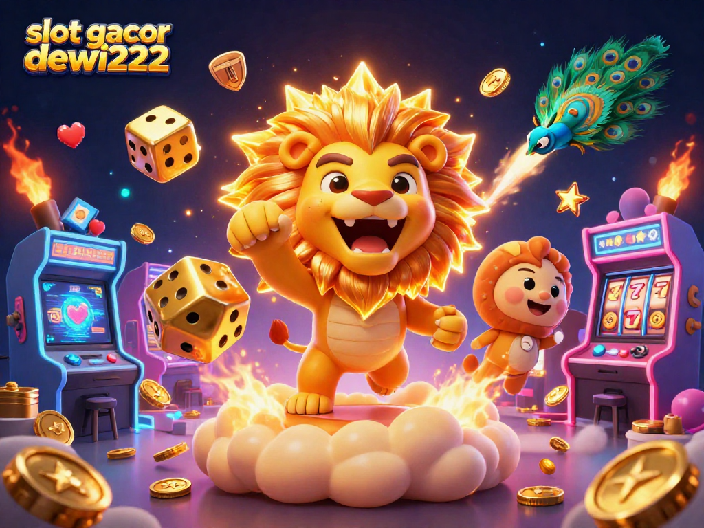 Mainkan slot gacor dewi222 dengan simbol permainan yang meriah dalam ilustrasi 3D dinamis ini.