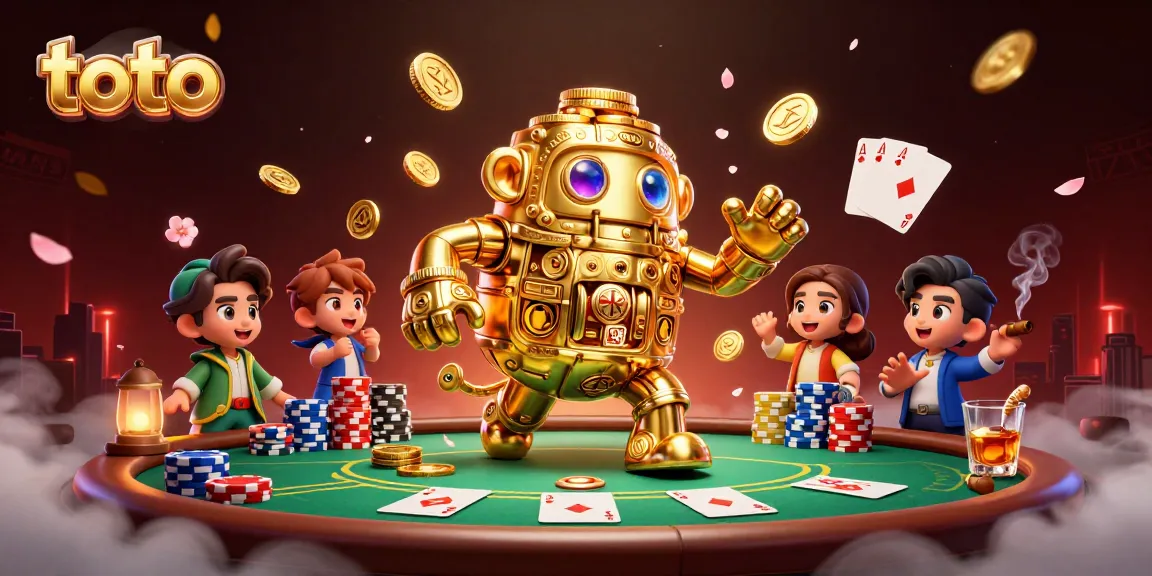 Menangkap sensasi toto dengan ilustrasi golem emas dan permainan judi di meja poker.