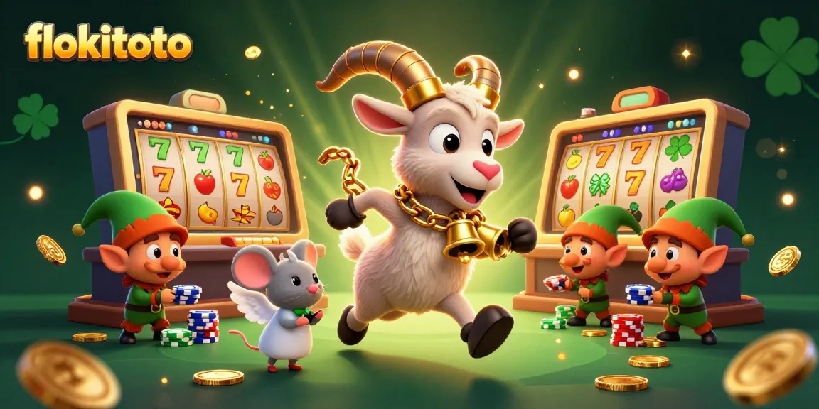 Experience thrills with flokitoto in a vibrant casino scene featuring cartoon characters.