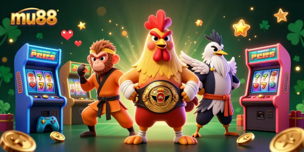 Engage with the vibrant world of mu88, featuring dynamic casino elements and iconic characters.