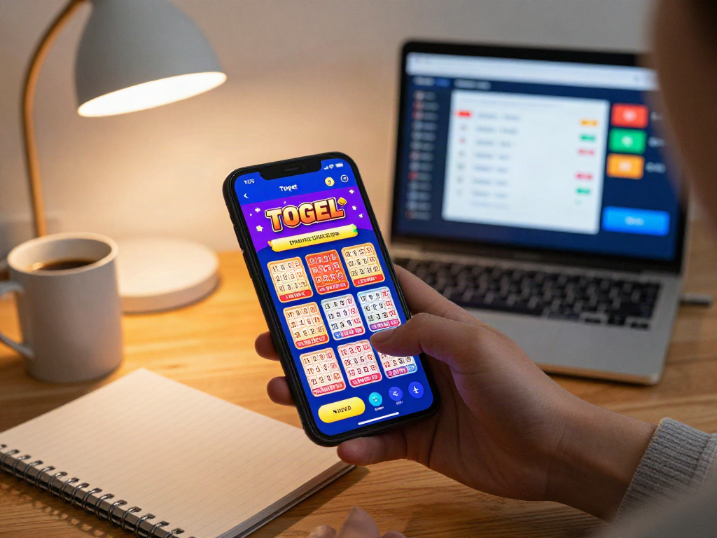Pengguna skintoto sedang bermain togel online dengan antarmuka aplikasi yang menarik dan warna cerah.