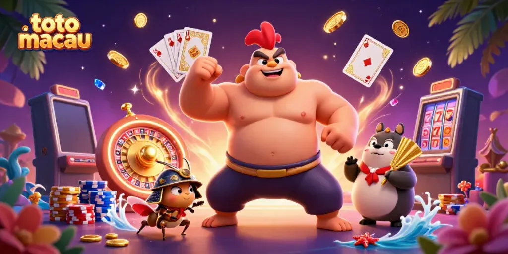 Menyaksikan toto macau dengan kura-kura yang menginspirasi, bersama karakter unik sambil merayakan kemenangan dalam permainan lotere.