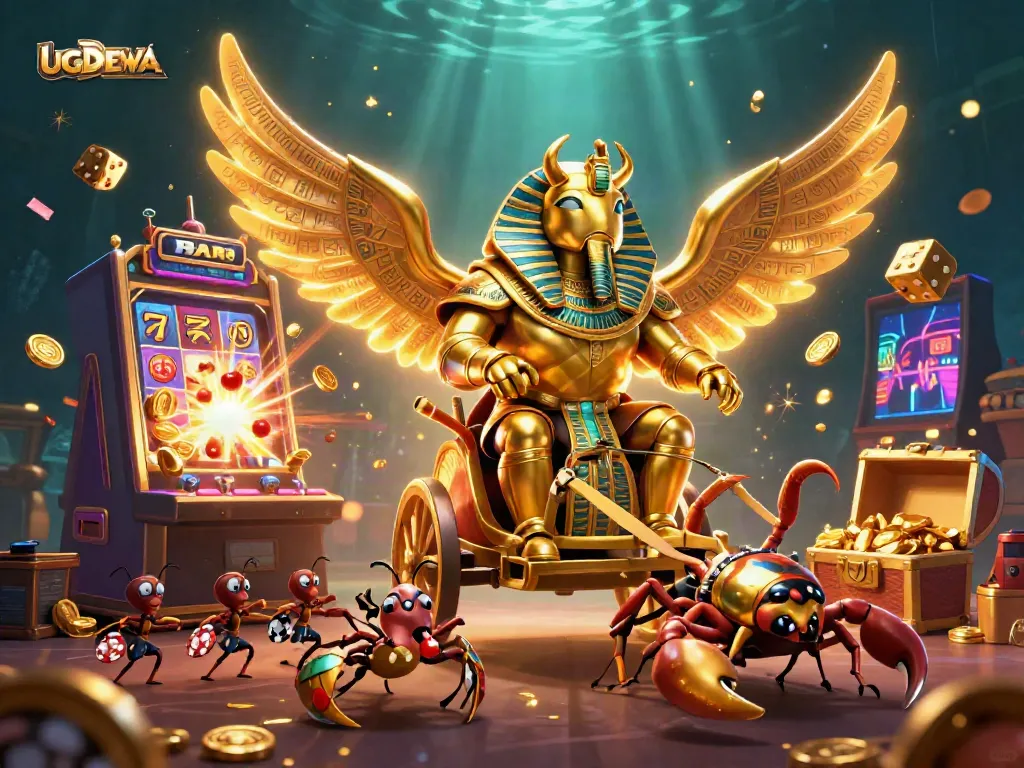 Experience exciting gaming action with UGDEWA's vibrant slot machines and dynamic casino elements.