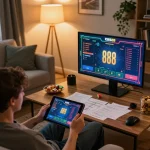 Kaisar 888 gaming interface displayed on a tablet while enjoying a cozy online gambling session.