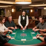 Melibatkan pemain dalam permainan poker di kasino yang semarak, menampilkan kegembiraan dan strategi oceangalleyseafood