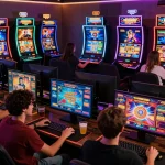 Pemain yang terlibat menikmati pengalaman bermain game online VIRUS88 dengan mesin slot yang semarak dan meja kasino langsung.