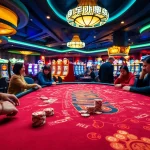 Menangkan permainan koi toto di meja kasino yang meriah dengan pemain yang bersenang-senang.