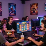 Exciting gaming scene with players enjoying MM88 online casino games, showcasing vibrant graphics and social atmosphere.