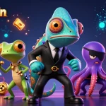 Putar gulungan slot di pandawin dengan gambaran 3D berwarna-warni dari karakter kasino di antara elemen permainan yang cerah.