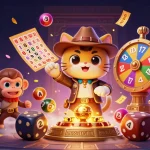 KAPTEN189 tunjukkan keberuntungan dengan simbol slot dan artefak kasino yang berkilauan.