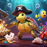 Engage with qq88's immersive casino world featuring vibrant characters, slot reels, and underwater treasures.