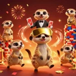 Experience the thrill of slot gacor with a playful meerkat casino scene, showcasing excitement and rewards.