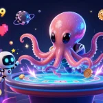 Bolaslot99 showcases a vibrant scene with an alien octopus and games, creating a thrilling casino atmosphere.