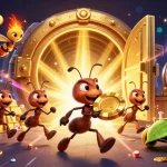 Experience thrilling gameplay with situs toto and 3D cartoon ants heisting a giant poker chip in an enchanted tunnel.