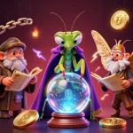 Join crazyvegas for thrilling online roulette, illustrated with vibrant dynamic characters and cryptocurrency elements.