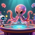 Experience the thrilling world of nicetogel resmi with an engaging alien octopus at a holographic poker table.