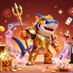 Experience the thrilling jackpot excitement of sunwin 2026 with an underwater casino featuring a shark warrior.