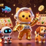 Menangkan jackpot di Imbazeuz dengan simbol slot berkilau di antara kucing astronaut dan robot anjing.