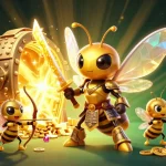Join Bolatoto's epic casino adventure with a golden hornet and treasures cascading everywhere.