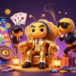 Adegan utama dax69 login menampilkan karakter dan permainan slot yang beragam, memperlihatkan keceriaan permainan.