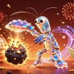 Experience thrilling gameplay with slot terbaru and vibrant 3D casino elements in this dynamic illustration.