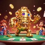 Menangkap sensasi toto dengan ilustrasi golem emas dan permainan judi di meja poker.