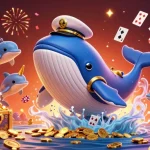 Rasakan keseruan bermain game di ugraja dengan ikan paus 3D kartun besar dan chip poker terbang.
